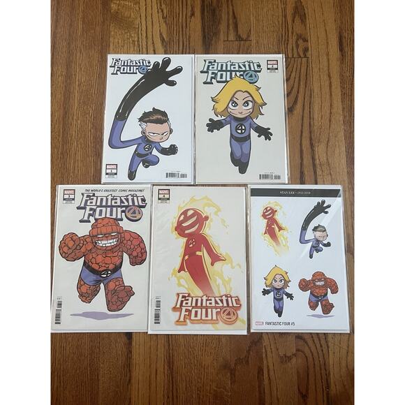 Fantastic Four 1 2 3 4 Complete Skottie Young Variant Set Marvel & #5